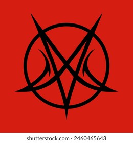 Esoteric occult pentagram, magic signs. Demon pentacle tattoo, magic mason seal, satan pentagram line vector symbols set. Alchemy, witchcraft esoteric or occult signs with pentagram stars in circle