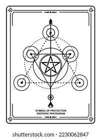 ESOTERIC PENTAGRAM OF PROTECTION. SACRED GEOMETRY OF PROTECTION. FIVE-POINTED STAR. SPIRITUAL DISCIPLINE. USE THIS AMULET AND PROTECT YOUR ENERGY.