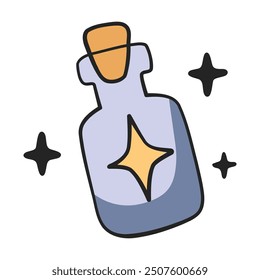 Esoteric potion bottle icon on white background.