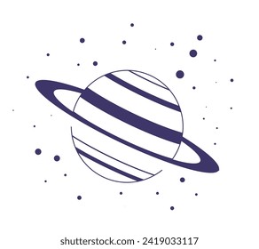 Esoteric practice element, isolated icon of planet with dots or stardust. Modern mystical or magical composition of celestial body and constellations, cosmos or galaxy. Vector in flat styles