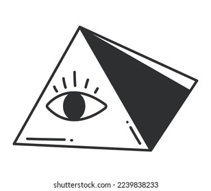 pirámide esotérica con icono incoloro ocular