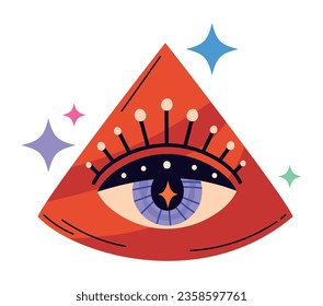esoteric pyramid and eye icon isolated