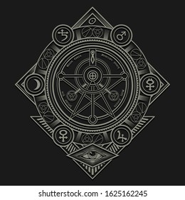 Esoteric science illustration, tee shirt graphics, vectors, typography
hand drawn artwork 