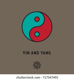 Esoteric sign of Yin and yang, symbol of unity of two energies, male and female. Metaphysic logo +different icon. Qigong card, tai Chi cover. Philosophical illustration, wallpaper, symbolic poster.