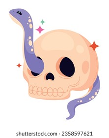 esoteric skull and snake icon isolated