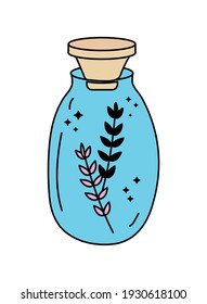 esoteric spell bottle with leafs