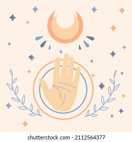 Esoteric spiritual hand, yoga, witchcraft