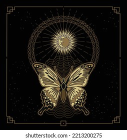 Esoteric and spiritualist butterflies. Astrologer or tattoo