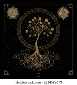 Esoteric and spiritualist Tree of Life. Astrologer or tattoo. Paranormal