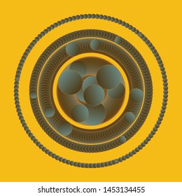 esoteric style atom symbol in honey silver shades