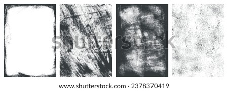 Esoteric style set textures monochrome with posters filled with scratches symbolizing human pain and fear vector illustration