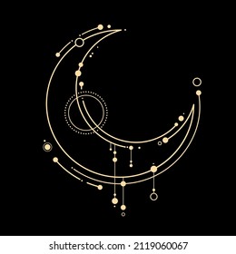 esoteric stylized magical decorated crescent moon