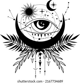 Esoteric Symbol Eye Eye Moon Stars Stock Vector (Royalty Free ...