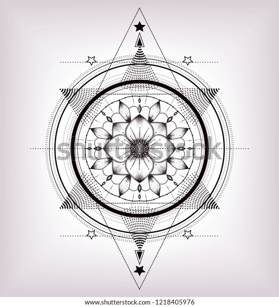 Geometric Lotus Flower Tattoo Drawing Drawing