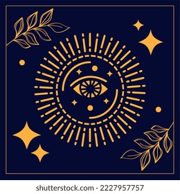 esoteric symbol golden frame scene