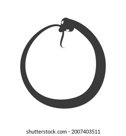 Símbolo estotérico. Diseño místico y mágico con una serpiente mordiendo su propia cola, ouroboros