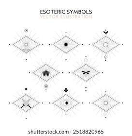 Esoteric symbols, clean and simple style, icon set