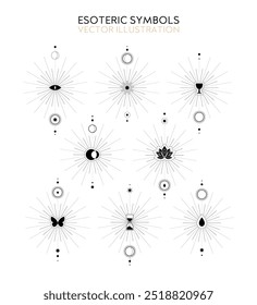 Esoteric symbols, clean and simple style, icon set