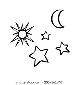  Esoteric symbols of the star. Celestial signs. Vector illustration.