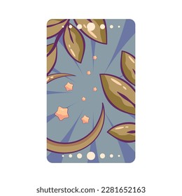 Esoteric tarot card magic celestial design. Mystic moon, cartoon vector illustration. Hand drawn vector illustration. Esoteric boho tarot card.