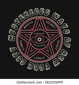 Tipografía esotérica. gráficos de camisetas. imprimir