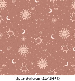 esoteric vector seamless pattern sun moon and stars