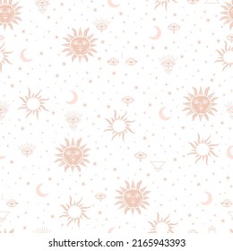 esoteric vector seamless pattern sun moon and stars