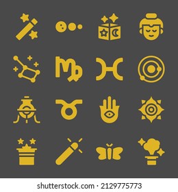 esoterische Web-Symbole. Zaubersystem und Sonnensystem, Buddha- und Solarsystem-Symbol, Vektorzeichen