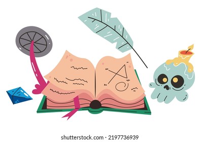 Esoteric witch wizard witchcraft mystery abstract doodle composition concept. Design graphic element vector illustration