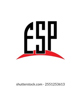 Diseño del logotipo de la letra de ESP con el fondo blanco en ilustrador, fuente moderna del alfabeto del logotipo del Vector