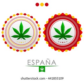 Espana - Spain marijuana emblem - vector cannabis seal of approval with the colors of the flag of Spain