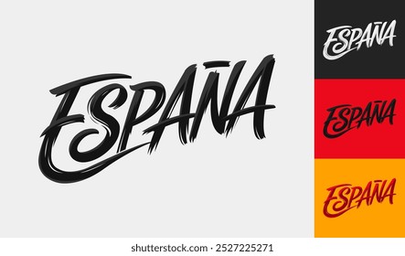 Espana Espanha texto espanhol emblema letras título design caligrafia letras tipográficas com pincel vetor design.