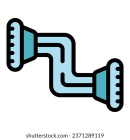 Vector de contorno de icono de Espander. Agarra la mano. Color del brazo elástico plano