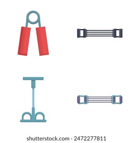 Espander tool icons set cartoon vector. Different type of expander. Sport equipment