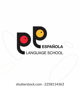 'Espanola' language service iconic logo. Concept of Interpreter, Translation, and Writing consulting agency.  Vector illustration