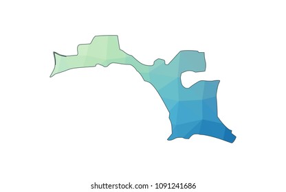Esperanto map in geometric polygonal style. Abstract Polygon Map. Low Poly Color Rainbow Esperanto map of isolated. Vector Illustration EPS10