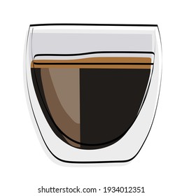 Espesso coffee. In a glass mug. Vector illustration.