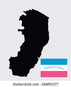 Espirito Santo, Brazil, vector map and flag isolated on white background. High detailed silhouette illustration.Original Esperito Santo flag isolated vector in official colors and Proportion Correctly