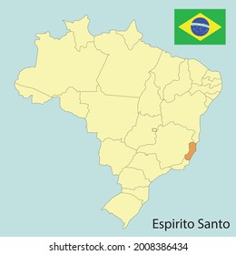 espirito santo, Karte von Brasilien mit Zuständen, Vektorgrafik