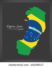 Espirito Santo map with Brazilian national flag illustration
