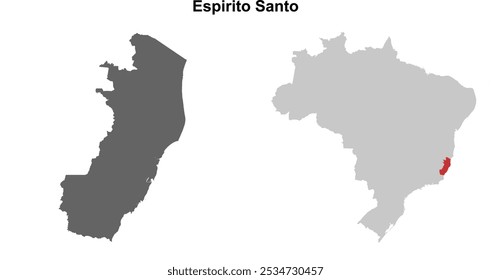 Conjunto de mapa de esquema en blanco del estado de Espirito Santo