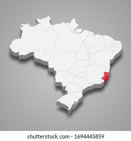 Espirito Santo state location within Brazil 3d map