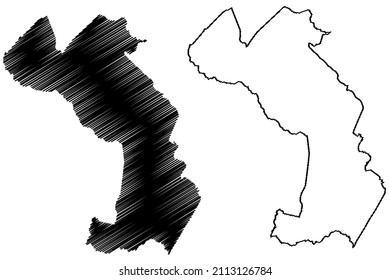 Esplanada municipality (Bahia state, Municipalities of Brazil, Federative Republic of Brazil) map vector illustration, scribble sketch Esplanada map