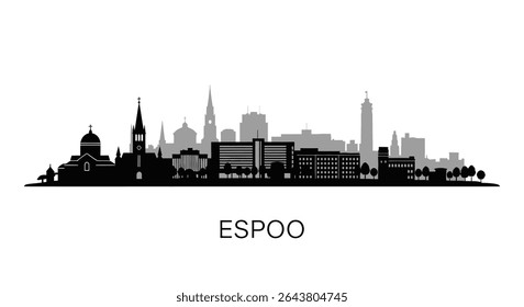 Espoo Finland Cityscape Silhouette Skyline.