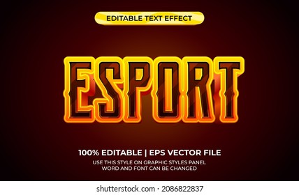 Esport 3d text effect with fire theme. typography template hot for name tag esport game.