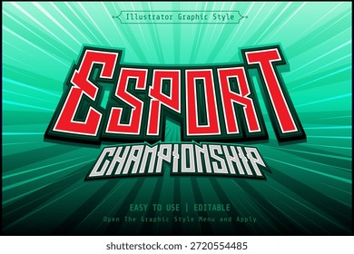 Esport Championship Text Effect com Tipografia Competitiva Negrito