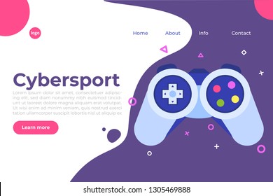 E-sport or cybersport  computer gaming  landing page templete. Vector illustration