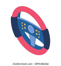 E-sport cybersport isometric composition with isolated image of steering wheel gaming controller vector illustration