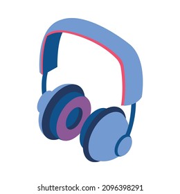 E-sport cybersport isometric composition with isolated image of big gaming headphones vector illustration