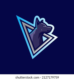 esport dog logo in triangle vector illustration